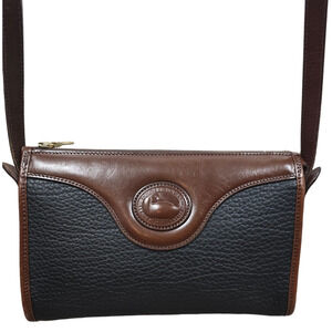 Dooney & Bourke Vintage Pebbled Leather Black Brown Crossbody Purse